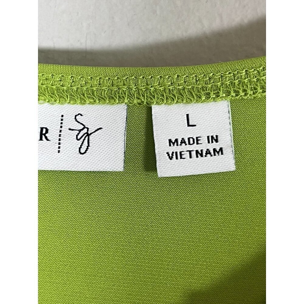 Susan Graver Liquid Knit Beaded Cardigan L Green Jeweled Resort Artsy Old Money - Picture 3 of 15